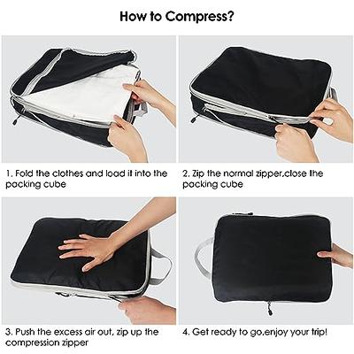 Compression Packing Cubes Expandable 4 Set Bags Travel Storage Organiser  Luggage