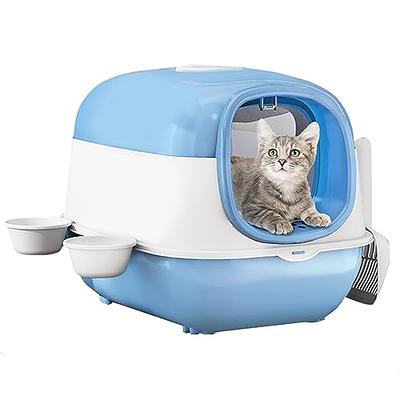 Collapsible Kitten Litter Box,Open Cat Potty Pan with Scoop Foldable  Shallow Cat Toilet Anti-Splashing Waterproof Low Entrance Travel Litter Box  with