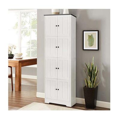 Angeles Home 6.5 in. W x 7 in. D x 27 in. H White Freestanding Narrow Linen Cabinet with 4-Shelves and Top Slot for Bathroom