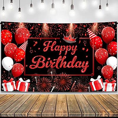 Birthday Decorations, Black Red Birthday Party Decorations Happy Birthday  Banner