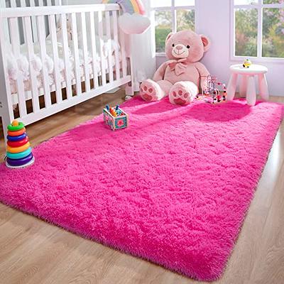 Soft Modern Pink Rugs Shaggy Fluffy Living Room Plush Carpets For Children  Bedroom Bed Floor Foot Mats Nursery Kids Play Rugs