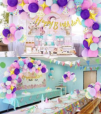 Unicorn Party Balloon Set, Birthday Party Decorations Unicorn Balloon Arch  Kit with Unicorn Tablecloth Unicorn Birthday Decorations for Girls