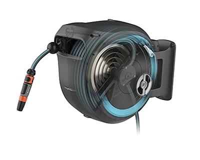 Ayleid Retractable Garden Hose Reel,5/8 in x 100 FT Wall Mounted Hose Reel,  with 9- Function Sprayer Nozzle, Any Length Lock/Slow Return System/Wall