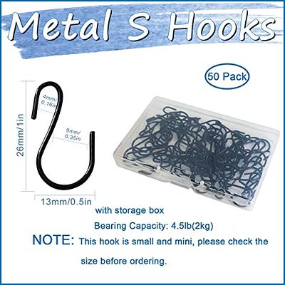 Beaneed Mini S Hooks for Hanging 50 Pack 1 Inch S Shaped Black S