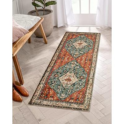 Lahome Boho Geometric Washable Area Rug - 3x5 Bedroom Entryway Small Throw  Non-Slip Accent Distressed Floor Carpet for Door Mat Bathroom Kitchen