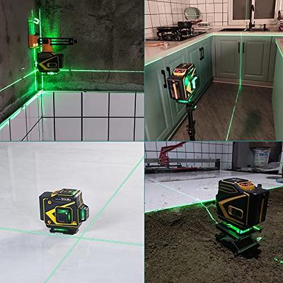 Huepar 4 x 360 degree 16 Lines Self-leveling Laser Level 4D Green Beam  Cross Line Tiling Floor Laser Leveler Tools with Two Li-ion Batteries  LS04CG 