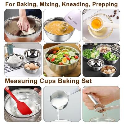 Hand Mixer Electric Mixing Bowls Set, 5 Speeds Handheld Mixer with 5 Nesting  Stainless Steel Mixing Bowl, Measuring Cups and Spoons, 200 Watt Kitchen  Blender Whisk Beater Baking Supplies for Beginner