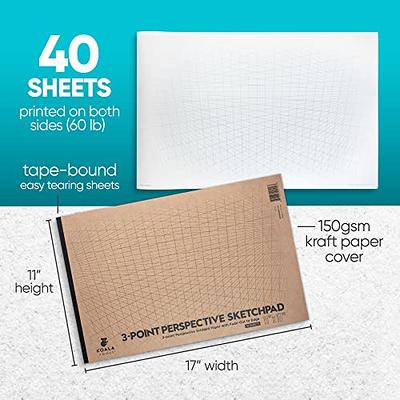 Koala Tools | Drawing Perspective (1 and 2-Point) Large Sketch Pad (2 Point - 9 x 12)