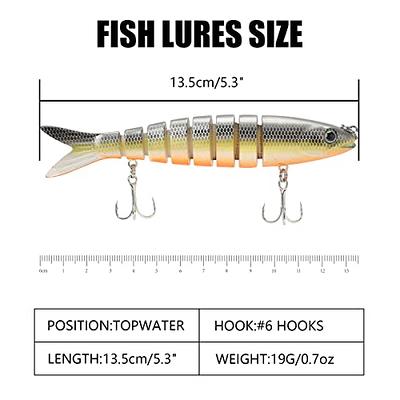 Fishing Lures for Bass - Sharp Fish Hook, 8 Segment Lifelike Lures with  High Simulation and Bass Vibration - Lightweight Design