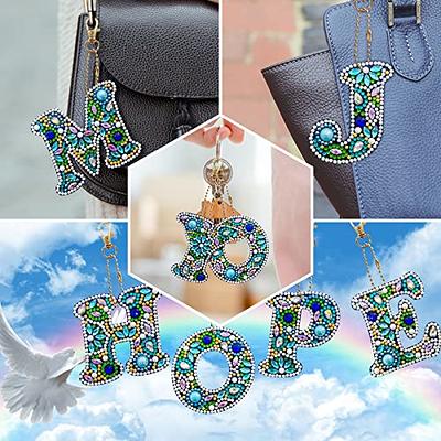 DIY Diamond Painting Keychain Diamond Mosaic Kit Diamond Art Keychains  Rhinestone Pendant Gem Keychains Letters Lady