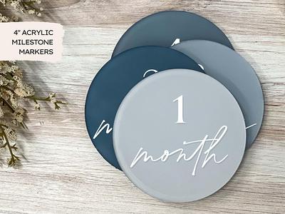 4 Monthly Milestone Markers  Name Plate, Hello World, Bump Update - Acrylic  Discs Baby Boy Blue Ombre, Baby's First Year, Shower Gift - Yahoo Shopping