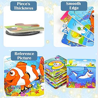 Vileafy 12Pack Wooden Jigsaw Puzzles Party Favors for Kids Age 4-8 Years  Old, Sea Animals Small Toddler Puzzles - Gifts and Travel Puzzles 20 Pieces