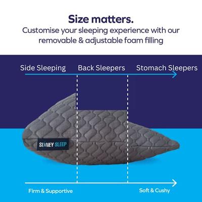 Sidney Sleep Bed Pillow for Side and Back Sleepers - Adjustable Filling -  Memory Foam Pillow for Neck and Shoulder Pain - Customizable Loft - King