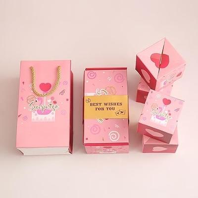Valentine Surprise Gift Box Explosion,Surprise Gift Box & Birthday Box,Money  Box For Cash Gift, Explosion Gift Box Pop Up For Birthday Christmas  Anniversary Valentine Wedding (Pink)