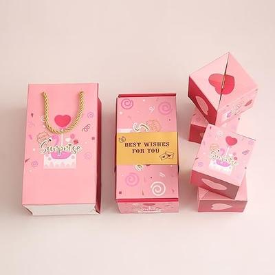 Christmas sweet gift box. Explosion of paper confetti. Open 3d-red