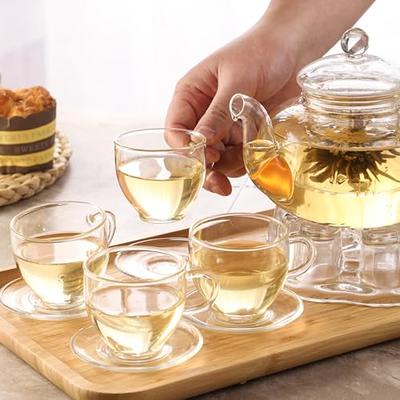 Mini Clear Glass Tea Cups Set of 2, with Handle 150ml/ 5oz