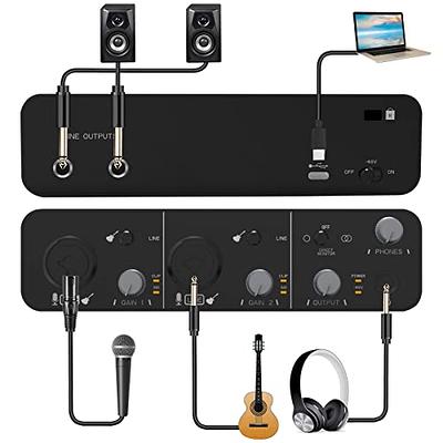 USB Audio Interface with XLR cable，Audio Interface with Mic Preamplifier  Audio mixer recorder with 48V Phantom Power, 24 Bit, Support Computer and