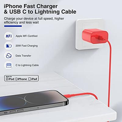 iPhone Fast Charger,Apple MFi Certified 100Pack 20W iPhone 14 Charger Block  wiht USB C to Lightning Cable 6FT,Original Type C Wall Charger for Apple