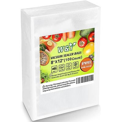 W&Y Vacuum Sealer Bags for Food - 100 Quart, 8 x 12 Commercial