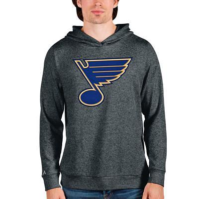 Men's Antigua Black/Heather Gray St. Louis Blues Victory Colorblock Pullover Hoodie Size: Small