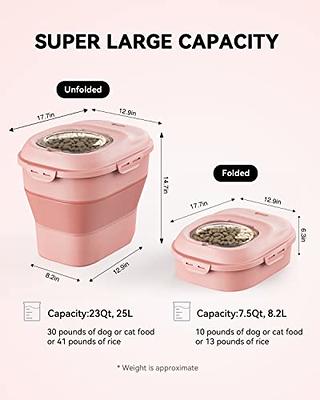 Somkaco Dog Food Storage Container, Collapsible Dog Food Container with Transparent Lid and Scoop, Large Pet Food Storage for Dog, Cat and Other Pet