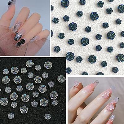 6 Grids Nail Art Pearls Flatback Pearls Nail Charms 3D Acrylic Nails Charms  Gold Silver with Mixed Steel Beads Gem Rhinestone Design DIY Jewelry