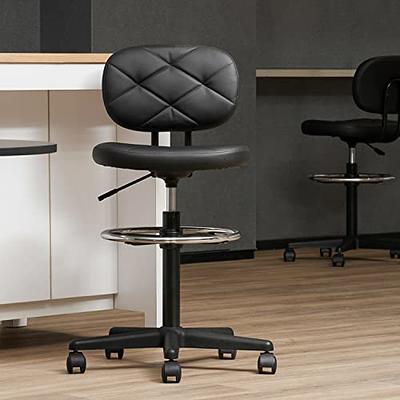 Drafting Chair with Back, Adjustable Foot Rest Rolling Stool