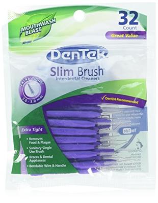 Dentek Slim Brush Interdental Cleansers, Extra Tight, Mouthwash Blast 32 ea