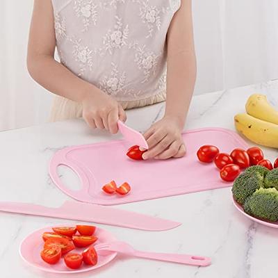 Set of 3 Kitchen Knives for Kids, Non Slip Nylon Kitchen Baking Knife Children Cooking Chef Knives with Safe Serrated Blade for Vegetables, Fruits