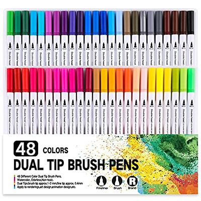 Professional Watercolor Brush Markers Pen 48 Colors of Ohuhu, Water Based  Drawing Marker Brushes W/A Blending Aqua Pen, Water Soluble for Adult