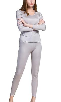  Grenasasilk Womens Silk Long Underwear Mulberry Silk Long  Johns Silk Thermal Underwear Sets Cold Weather Base Layer