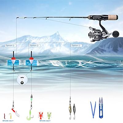 LEO 51cm Ice Fishing Rod+Reel Fiberglass Fishing Pole with Reel Portable  Ultra-short Antiskid Grip Tackle Pesca Fisherman Gear