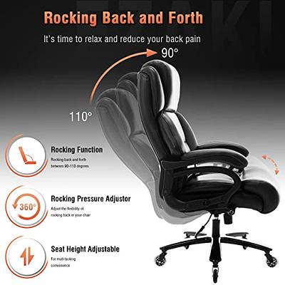 Big and Tall Office Chair 400lbs-Heavy Duty Executive Desk Chair with Extra Wide Seat, High Back Ergonomic Leather Computer Chair with Tilt Rock