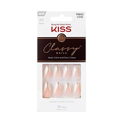KISS Voguish Fantasy Medium Coffin Fake Nails, Pink & Silver Glitter, 28  Pieces - Walmart.com