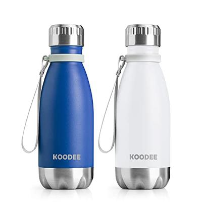 koodee Water Bottle -12 oz Stainless Steel Double Wall Vacuum Insulated  Water Bottle with Straw, Sports Metal Wide Mouth Water Bottle Flask for  School