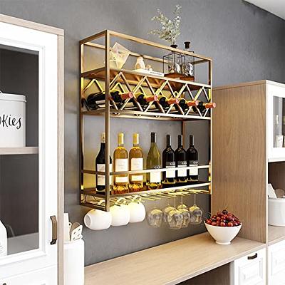 3 Tier Wine Bar Cabinet with 8 Bottles Rack and 12 Glasses Hanger