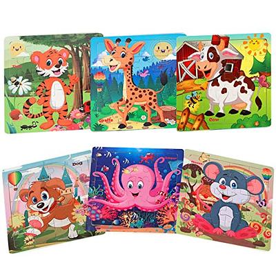 Aitey Set of 6 Toddler Puzzles Ages 2-4, Wooden Jigsaw Puzzles for Kids  Ages 3-5, Puzzles for Toddlers 2 3 4 Year Old, Kids Puzzle Toys with Animal