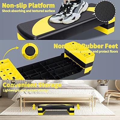 Exercise Workout Step Platform 31''L x 11''W Aerobic platform Step for  Exercise fitness, Adjustable Risers 4''-6''-8 Non-slip Step Up exercise