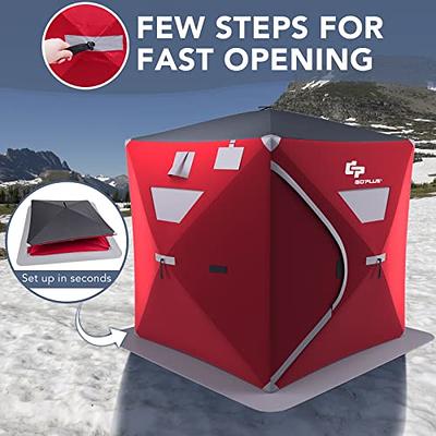 Goplus 2-4 People Ice Fishing Shelter, Pop-up Portable Ice Fishing Tent  with Carrying Bag, Windows, Zippered Door, Ground Nail and Wind Rope,  Insulated Ice Shanty House for Winter Fishing, Red - Yahoo