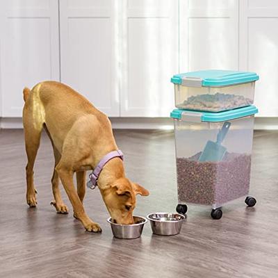 IRIS USA 3-Piece 35 Lbs / 45 Qt WeatherPro Airtight Pet Food Storage  Container Combo with Scoop and Treat Box for Dog Cat and Bird Food, Keep  Pests