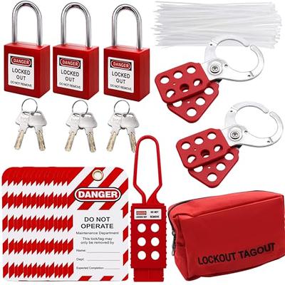 Lockout Tagout Kit, Nylon Ties, Safety Padlocks with Number, Lockout Tag,  Group Lockout Hasps, Universal Kit with Red Pocket Bag. - Yahoo Shopping