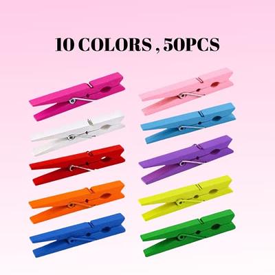 100Pcs Colored Clothespins Clothes Pins Natural Wood Close Pins Multi-  Clips