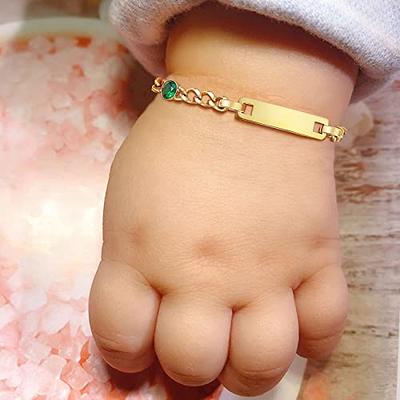 Tina&Co Baby Bracelets for Infant Girls Personalized Toddler Name 18k Gold  Plated Gold Bracelets Baby Jewelry for Infant Boys Customized Your Baby