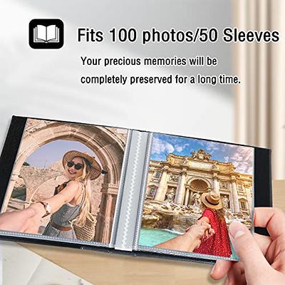 Artmag Photo Album 5x7 2 Packs Clear Pages Pockets Leather Cover Slip Slide  in Photo Album Book Each Holds 50 Vertical 5x7 Photos Picture Book for