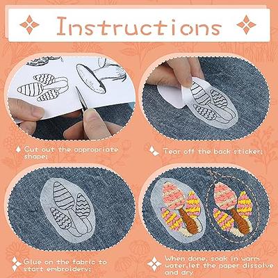  4 Sheet Embroidery Patterns, Water Soluble Hand Sewing  Stabilizers Stick and Stitch Embroidery Stabilizers with Animal Patterns  for Hand Sewing Beginners