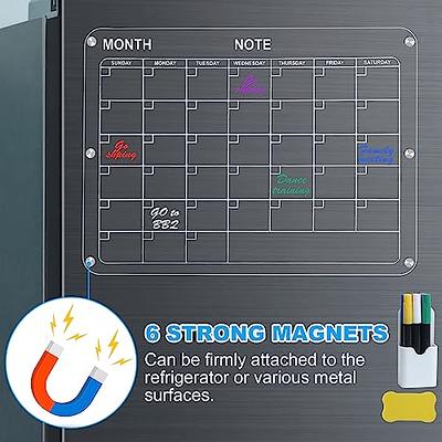 Acrylic Magnetic Monthly Calendar for Fridge, 16”×12” Acrylic Dry Erase Calendar Clear Board, Monthly Magnetic Calendars Board for Refrigerator