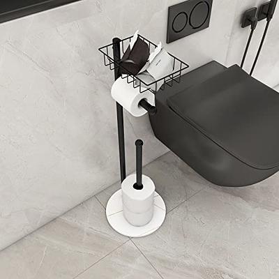 NearMoon Toilet Paper Holder with Shelf, Heavy Duty Bath Toilet Roll Holder  with Phone Shelf Tissue Hanger for Bathroom/Kitchen No Drill or Wall