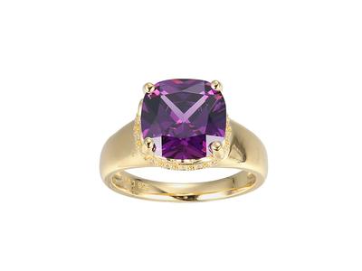 Purple And White Cubic Zirconia 18k Yellow Gold Over Silver February ...