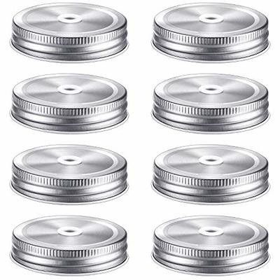 Silver Mason Jar Straw Lid - Regular Mouth