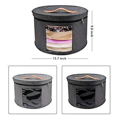 Munskine Hat Boxes for Women Storage & Men Hat Box Hat Storage Box - Large Hat Box with Lids Round Box with Dust Proof Lid Toy Storage - Light Gre